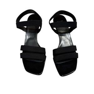 Stuart Weitzman Black Sandals with Kitten Heel 8.5